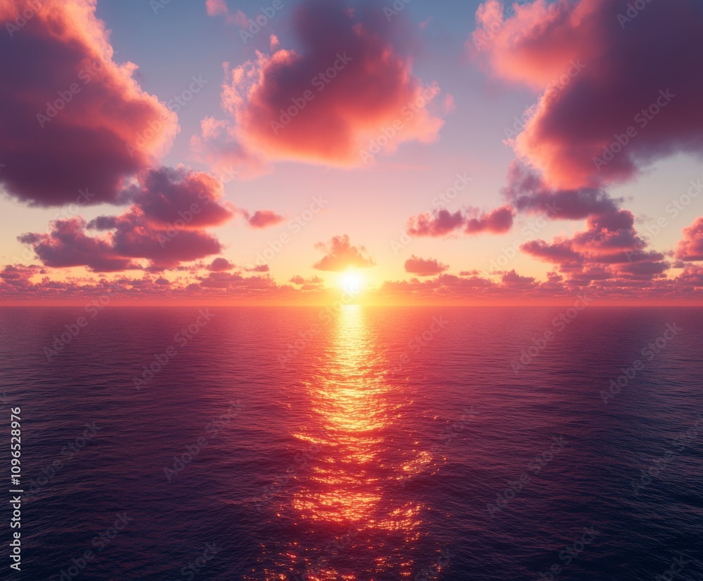 Awe-Inspiring Sunset Over the Ocean; A Breathtaking View of Nature's Majesty Awe-Inspiring Sunset Over the Ocean; A Breathtaking View of Nature's Majesty