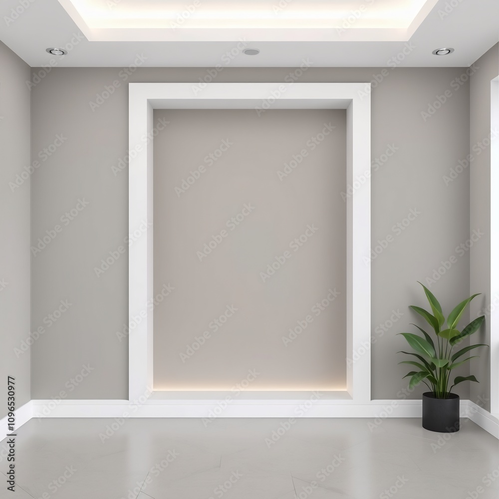 Minimalist interior design with a plant in a pot. Minimalist interior design with a plant in a pot.