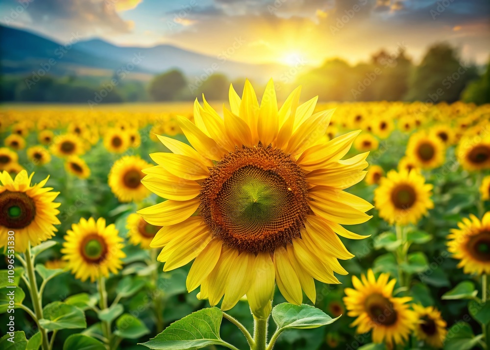 Aerial View of Vibrant Sunflowers Against a Softly Blurred Background, Capturing the Beauty of Nature in Full Bloom, Perfect for Nature Lovers and Floral Enthusiasts Aerial View of Vibrant Sunflowers Against a Softly Blurred Background, Capturing the Beauty of Nature in Full Bloom, Perfect for Nature Lovers and Floral Enthusiasts