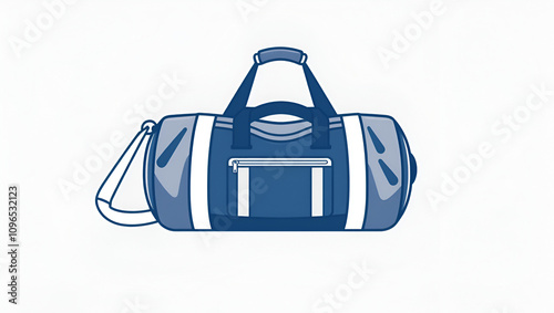 Sport bag for sportswear and equipment, training accessories, travel bag, soft luggage, bag for training and fitness, gym duffle with handles, sea bag icon symbol, isolated flat vector illustration. photo