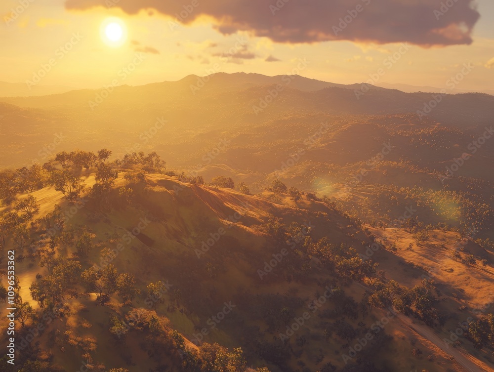 Fototapeta premium Golden Hour Mountain View