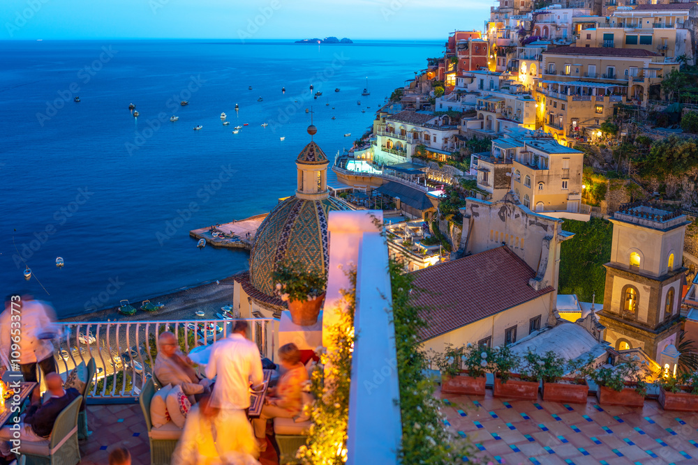 Magic night in Positano, Amalfi Coast, Salerno, Italy