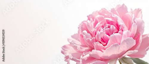 Close-up of a single pink peony flower with delicate petals , peony flower, garden flowers, pink peony