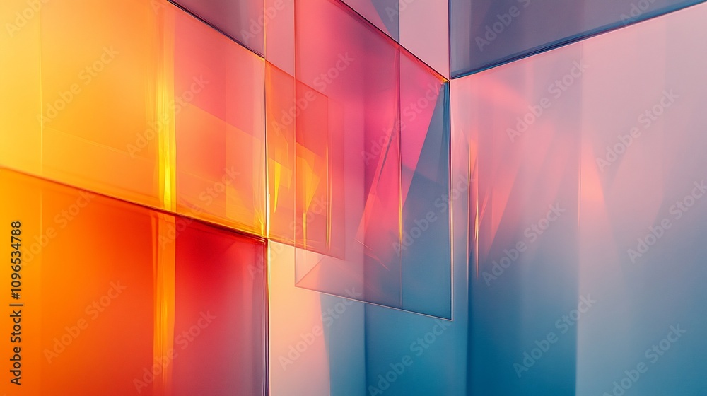 Abstract geometric background with colorful translucent glass panels. Abstract geometric background with colorful translucent glass panels.