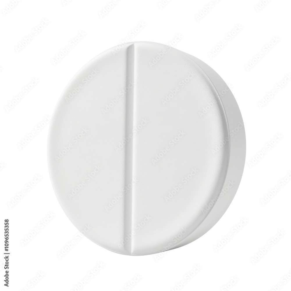 White round tablet isolated on transparent or white background White round tablet isolated on transparent or white background