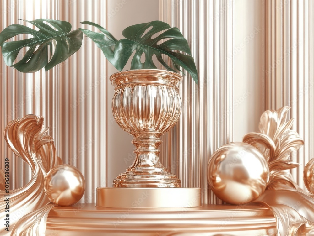 Rose Gold Columns and Vase Decor