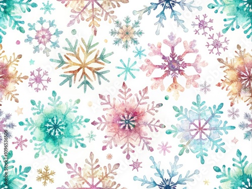 Dreamy Watercolor Snowflake Pattern for Festive Decor