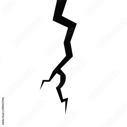 Straight crack on a concrete surface or wall. Element of damage, fracture surface