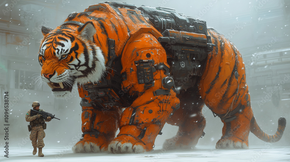 Futuristic Giant Robotic Tiger with Advanced Mechanical Design Futuristic Giant Robotic Tiger with Advanced Mechanical Design