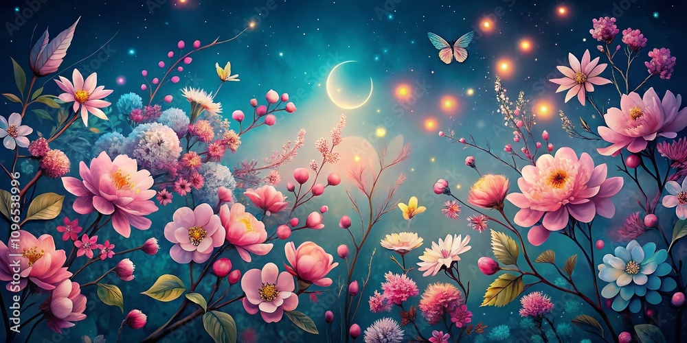 Beautiful Night Photography of Pastel Pink Spring Flowers on a Soft Blue Background for a Summer Aesthetic Wallpaper Perfect for Springtime Decor and Floral-Themed Designs Beautiful Night Photography of Pastel Pink Spring Flowers on a Soft Blue Background for a Summer Aesthetic Wallpaper Perfect for Springtime Decor and Floral-Themed Designs