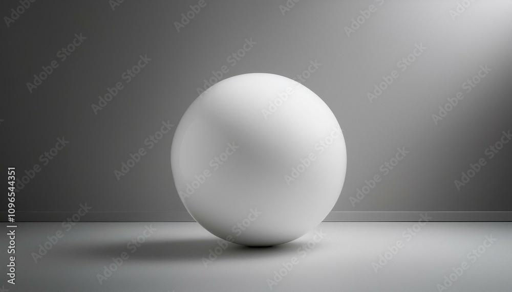 둥근 흰색 공이 매끄러운 바닥 위에 놓여있는 장면