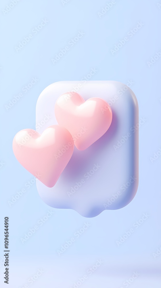 Pink heart shape floating in front of bubble frame Pink heart shape floating in front of bubble frame