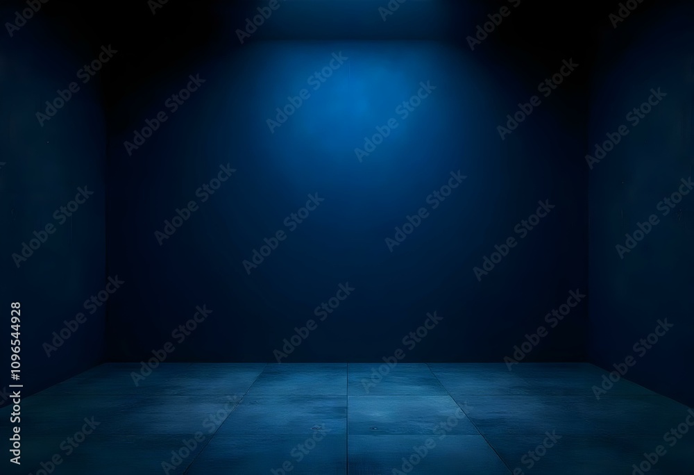 Dark blue studio backdrop with a concrete floor, creating a moody and atmospheric setting Dark blue studio backdrop with a concrete floor, creating a moody and atmospheric setting