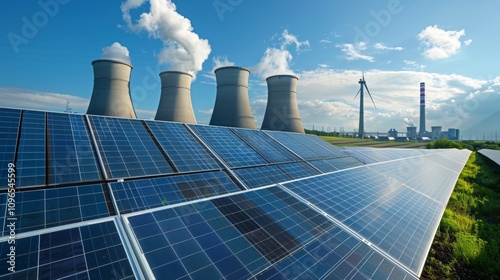 solar power and coal power generation plant