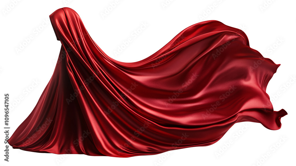 A smooth red fabric draped over an unseen object, Red silk isolated on transparent background. A smooth red fabric draped over an unseen object, Red silk isolated on transparent background.