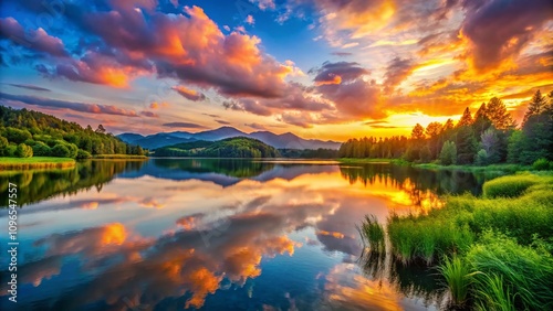 Breathtaking Sunset Reflections on a Tranquil Lake with Vibrant Colors and Serene Atmosphere Capturing Nature’s Beauty in a Perfect Evening Scene