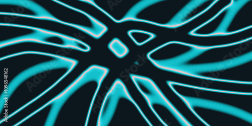 Abstract background with glowing blue lines forming a symmetrical pattern on a black background.