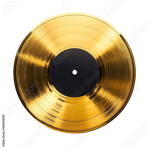 Gold vinyl record isolated on white and transparent background. photo