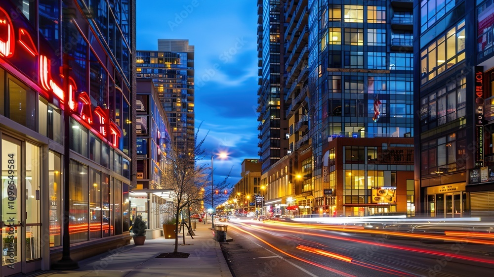 Fototapeta premium A high-rise cityscape showcasing the bustling financial district, representing growth, ambition,