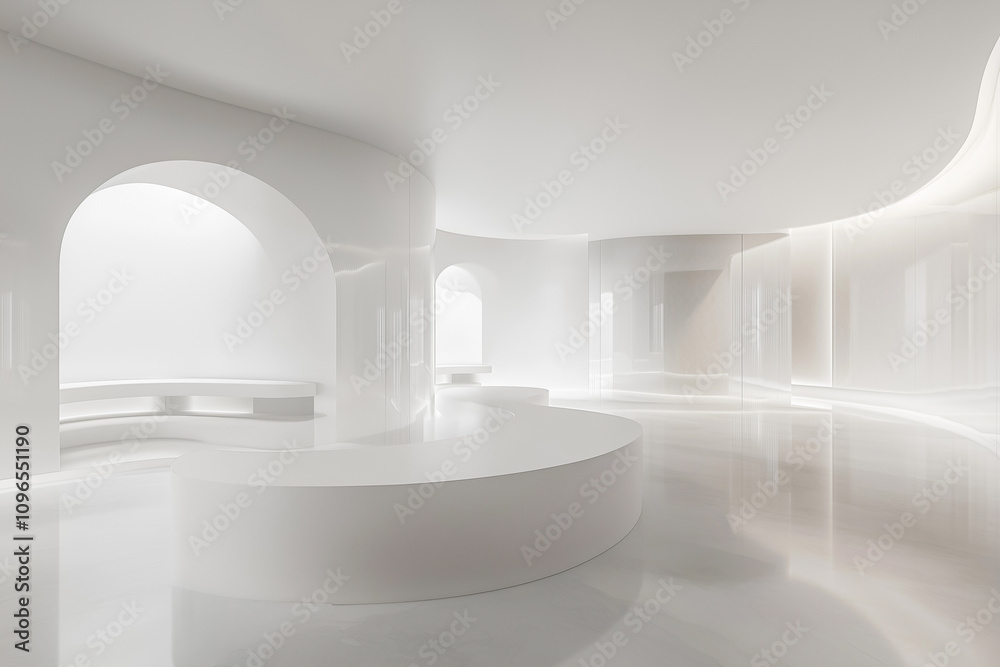 Futuristic Interior with Minimalist Design and Soft Lighting Futuristic Interior with Minimalist Design and Soft Lighting