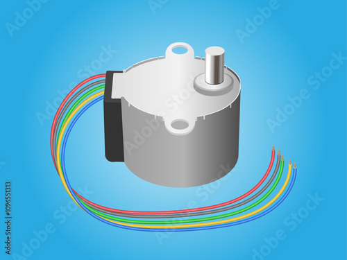 Stepper motor isolated on white background.