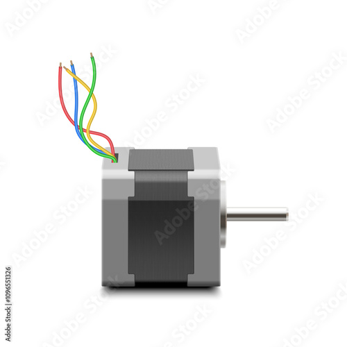 Stepper motor isolated on white background.