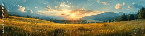 Sunset Over a Mountain Meadow