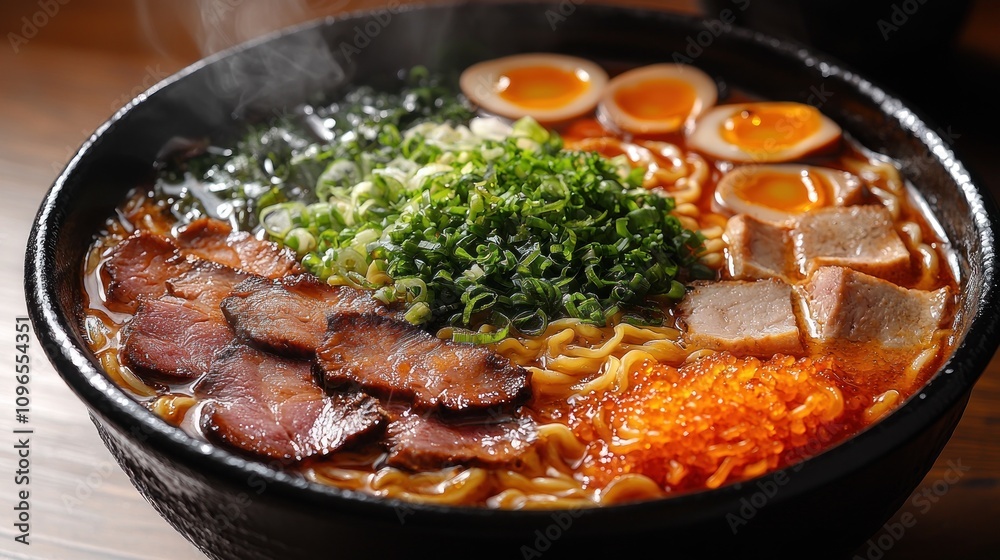 Delicious Ramen Noodles Soup with Pork Egg and Seaweed Delicious Ramen Noodles Soup with Pork Egg and Seaweed