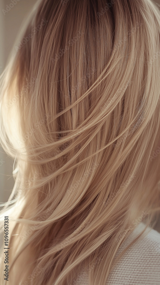 Fototapeta premium hair of a woman, blonde woman from behind, hair model, hair texture