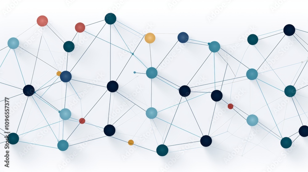 Abstract network diagram featuring nodes and connecting lines in various shades of blue Abstract network diagram featuring nodes and connecting lines in various shades of blue