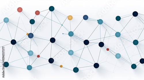 Abstract network diagram featuring nodes and connecting lines in various shades of blue