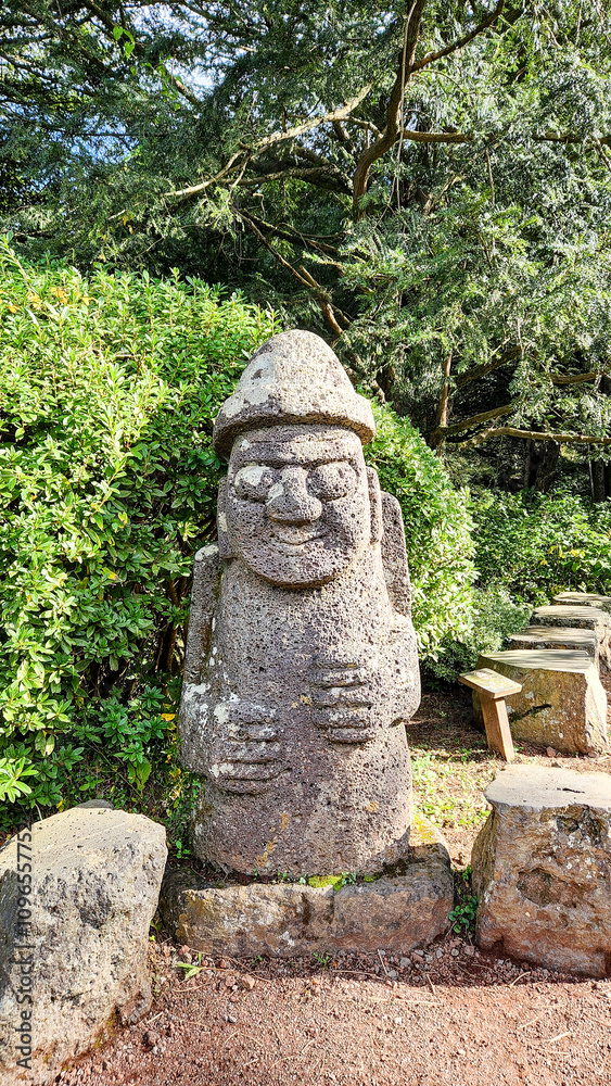 A representative specialty of Jeju Island. A statue made of basalt. A representative specialty of Jeju Island. A statue made of basalt.