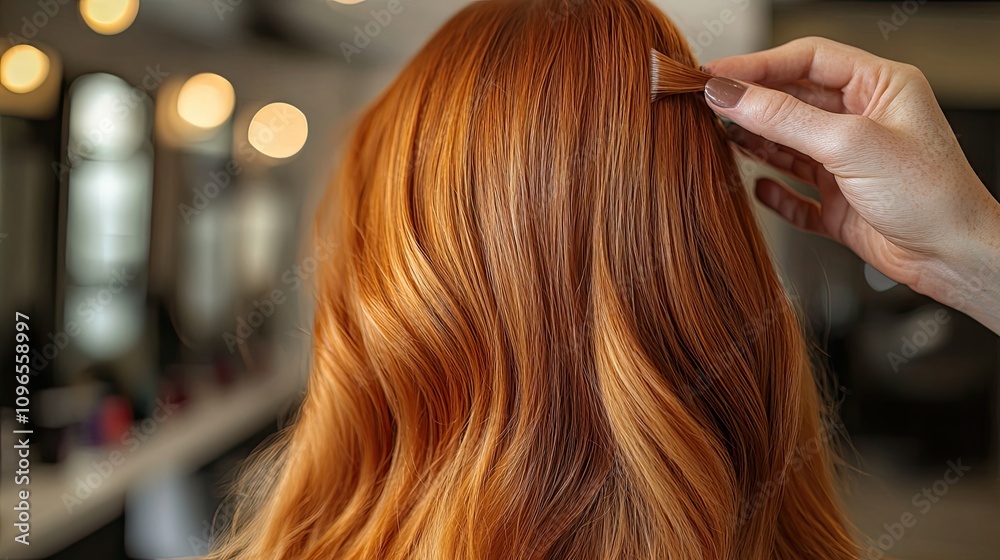 Fototapeta premium Vibrant Ginger Hair in Hairdresser's Chair