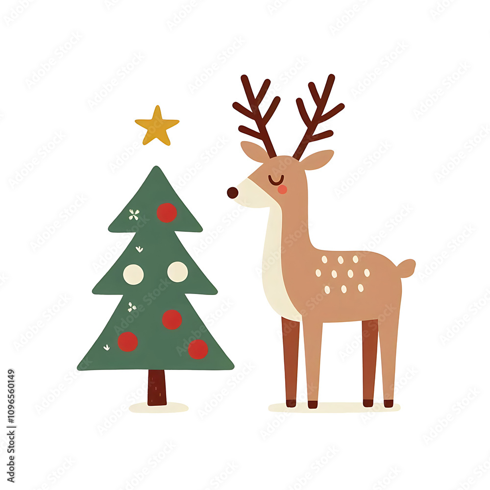 Beautiful Christmas Deer with christmas tree Beautiful Christmas Deer with christmas tree