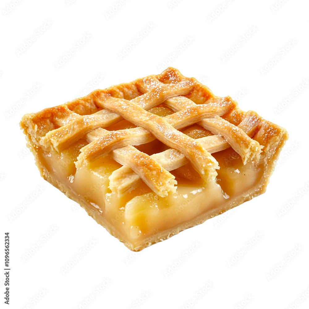 Apple pie piece with lattice crust isolated on transparent background. Apple pie piece with lattice crust isolated on transparent background.