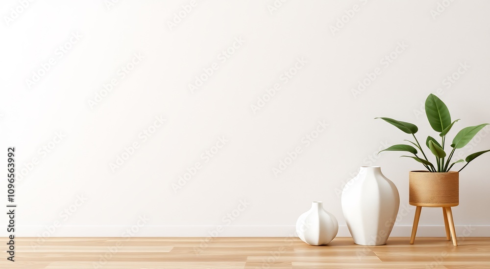 Empty room with white wall and wooden floor.