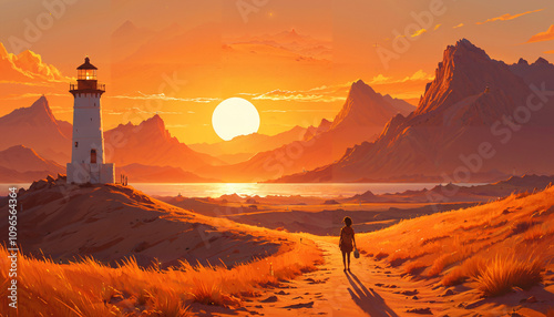 Wallpaper Mural "Chemin vers le phare au crépuscule" Torontodigital.ca