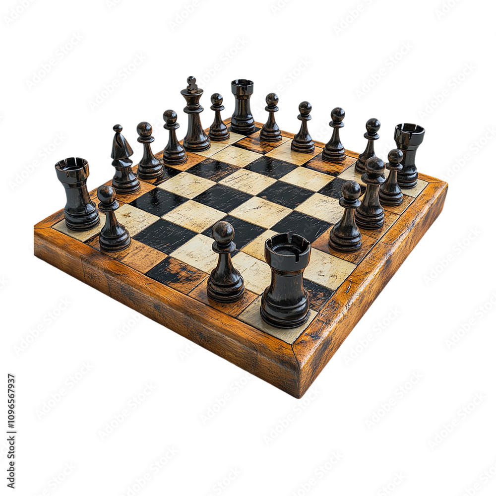 Elegant Classic Chessboard on White Background Elegant Classic Chessboard on White Background