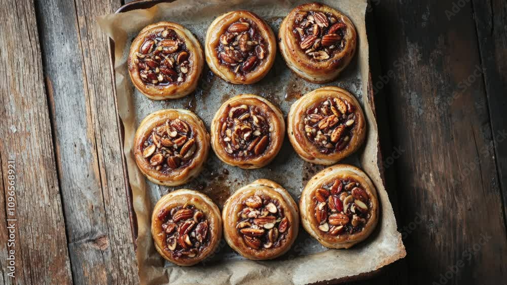 Freshly Baked Cinnamon Rolls Topped With Crunchy Pecans Freshly Baked Cinnamon Rolls Topped With Crunchy Pecans