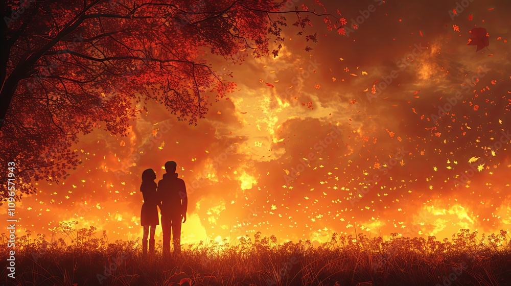Fototapeta premium Man proposing to his partner in a scenic outdoor location