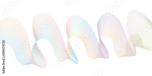 Abstract multicolor gradient wave lines vector background, twisted curve lines and blend effect, frequency sound wave lines, 3d contour line patterned background illustration.	