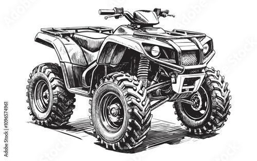 atv rider off road quad bike sketch hand drawn drawing vector illustration