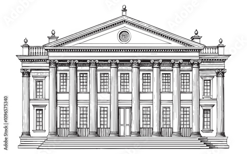 Classical Building sketch hand drawn drawing vector illustration