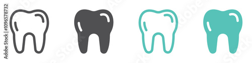 Set of tooth icons. Dentist and stomatology, dental, teeth checkup, tooth crash, decay tooth. Vector illustration.