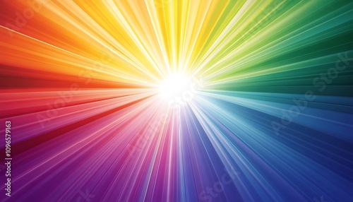 A vibrant burst of rainbow colors radiating from a central bright light.