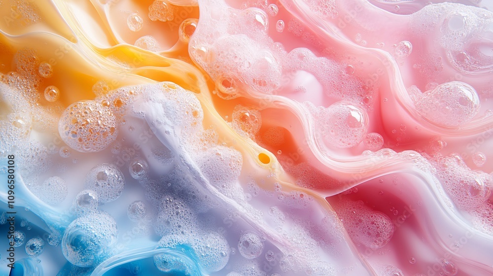 Abstract pastel swirls with foam bubbles. Abstract pastel swirls with foam bubbles.