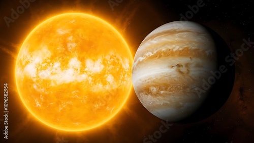 Venus and Sun in Space Celestial Wonders photo