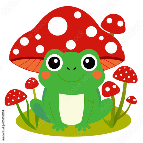 A frog with mushroom