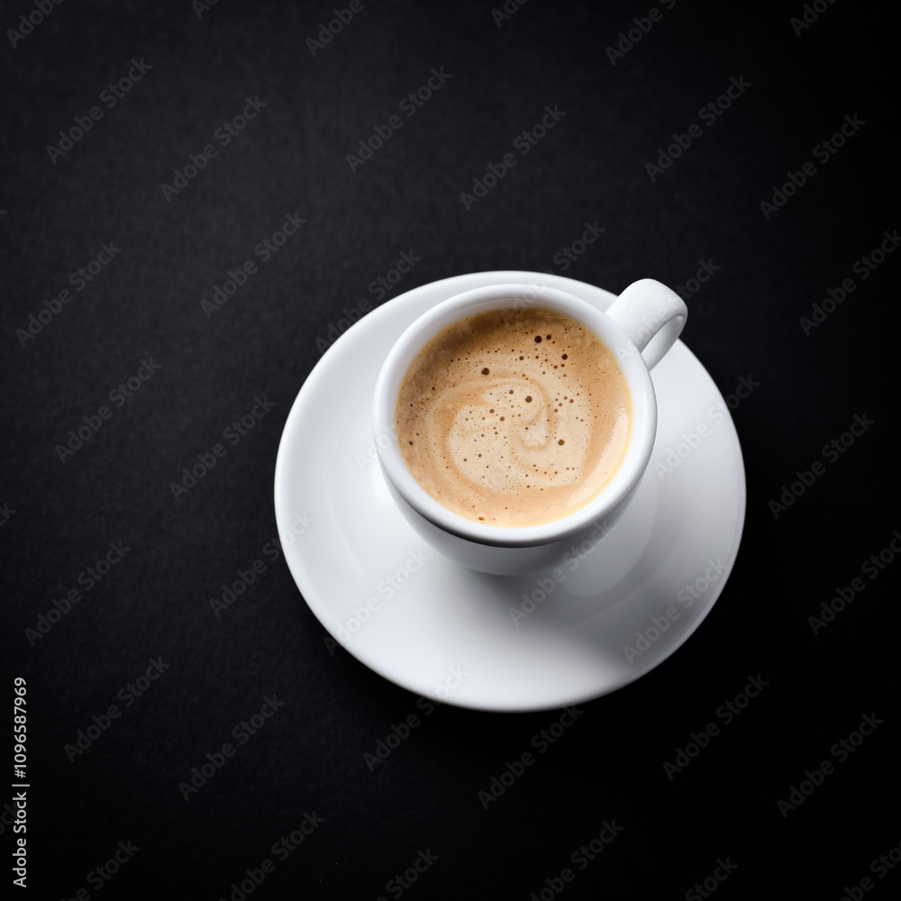 Cup of coffee on dark paper background. Close up. Copy space. Cup of coffee on dark paper background. Close up. Copy space.