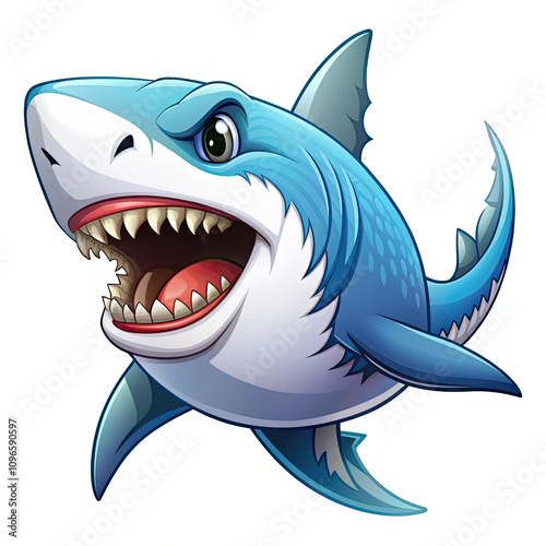 aggressive great white shark cartoon photo